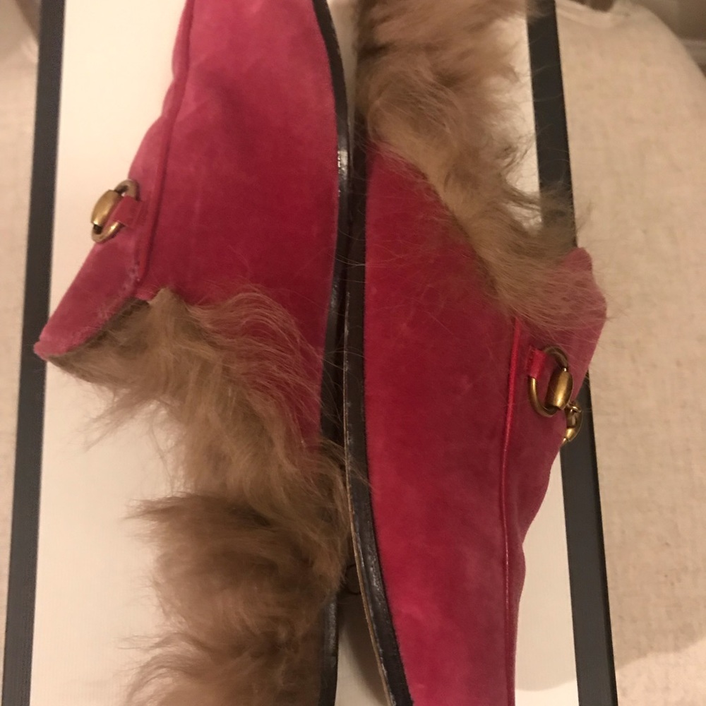 Gucci Princetown Velvet Mules w Fur; size 36.5 - Picture 7 of 8